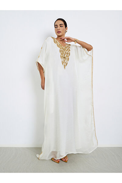 Maxim Creation By Styli Embellished V Neck Jalabiya