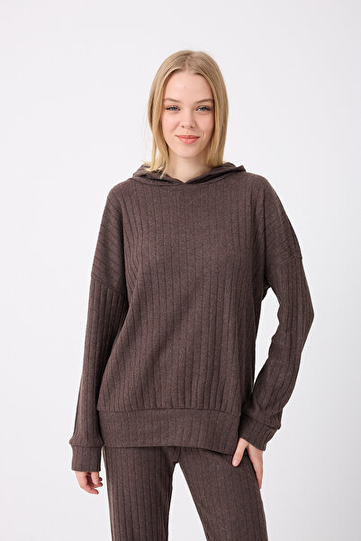 Silk & Spice طقم نسائي قماش مجدّل من القماش المحبوك بأكمام الخفاش بغطاء رأس واسع الأرجل O قصة فضفاضة طقم علوي وسفلي مريح