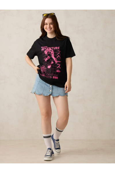 Outzidr By Styli Black Graphic Oversized T-Shirt