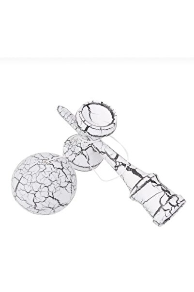 BimBimBo Professional Wooden Kendama, 18 cm – Classic Model with Cracked Design, White,