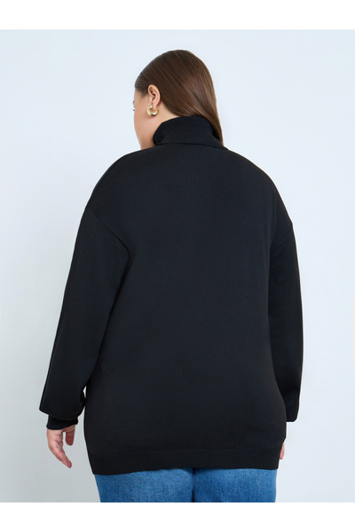 Styli Plus Size Black Turtleneck Sweater
