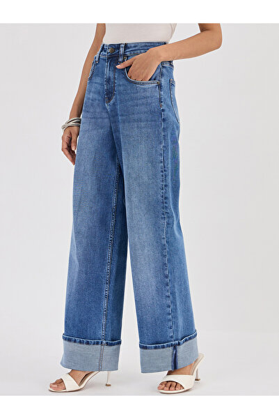 Femmella By Styli Blue Mid-Rise Wide Leg Jeans