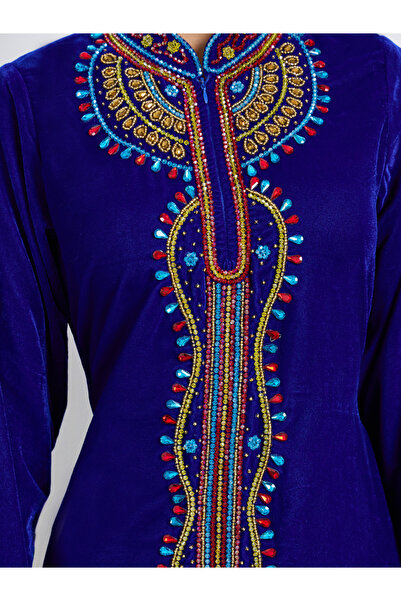 Maxim Creation By Styli Premium Velvet Jalabiya with Colorful Crystal Embroidery Stones