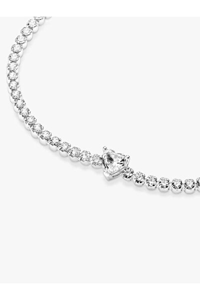 Pandora Bratara tenis stralucitoare cu inimioara Zirconiu din Argint 925 - 18cm