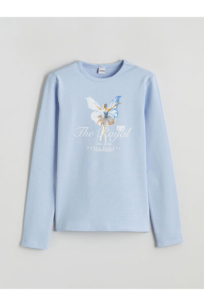 LC Waikiki Tricou pentru fetiță cu gât albastru