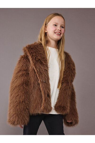 LC Waikiki Кафяво момичешко палто от изкуствена кожа