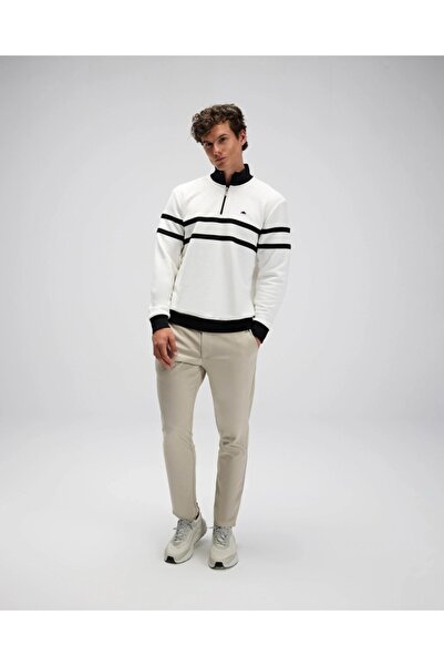 Ellesse EM619 Hanorac alb pentru bărbați cu jumătate de fermoar