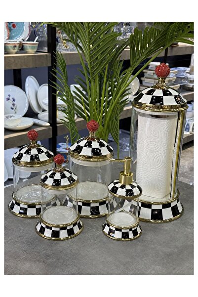 Doğudeko Luxury Porcelain Maknzi 5 Piece Jar Set