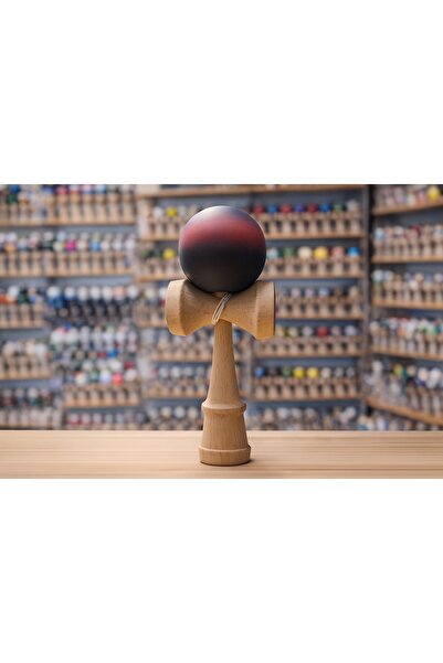 Inovius Kendama din lemn, 18cm, bila multicolora, vopsea cauciucata mata - DK...