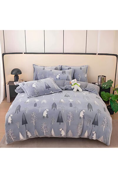 Inovius Cocolino 4-Piece Bedding Set for Double Bed with Elastic - JO290 Blue Fir Trees