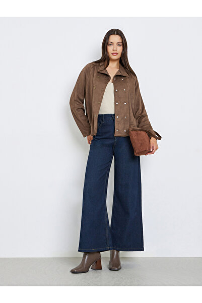 Styli Brown Suede Look Buttoned Jacket
