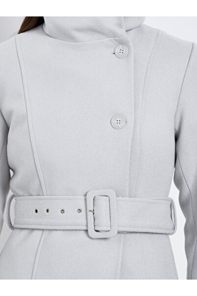 Styli Grey Midi Belted Wool Coat