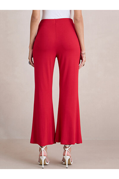 Femmella By Styli Red Knit Flared Pants