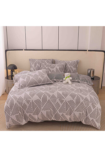 Inovius Cocolino 4-Piece Bedding Set for Double Bed with Elastic - JO282 Grey Stripes