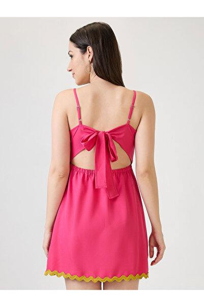 Globus By Styli Women Pink Strappy Tie Back Detail Mini Dress