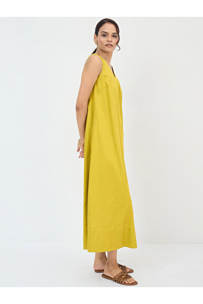 Styli Mustard Yellow Sleeveless A-Line Maxi Dress