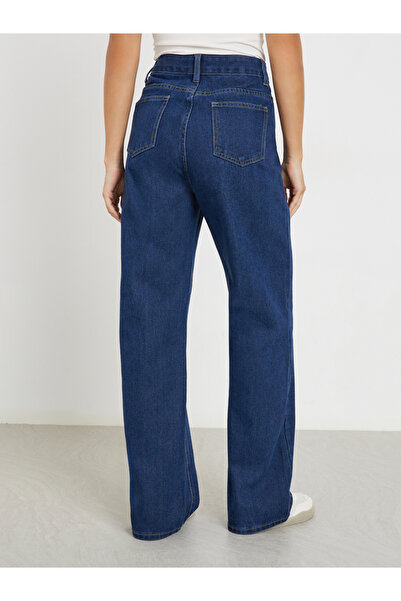 Styli Dark Blue High Rise Wide Leg Jeans