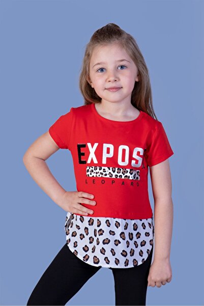 Toontoy Tricou cu mânecă scurtă pentru fete, cu imprimeu și guler rotund - Ga...