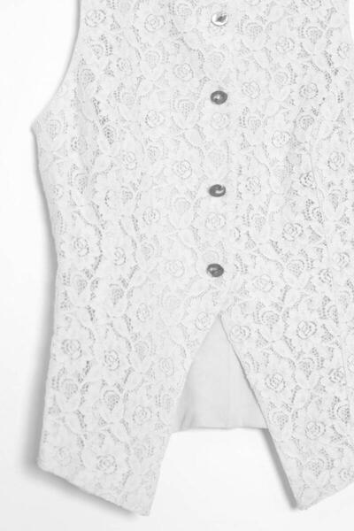 Nazen Giyim Zero collar lace white women's vest d88947-2y5