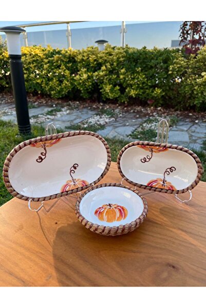 home inn Handmade Presentation Bowl Set |   Stain-Resistant |   Wicker Look Rope Edge Design – Presentation Set of 3