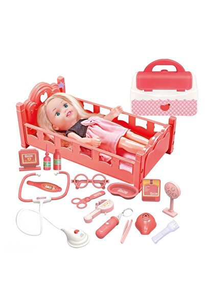 SHOPIENS Papusa Doctor 33cm Set Medical cu Accesorii Stetoscop Termometru Trusa Medic Jucarie Fete