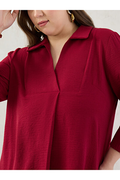 Femmella By Styli Plus Size Open Collar Shirt and Trousers Co-ords