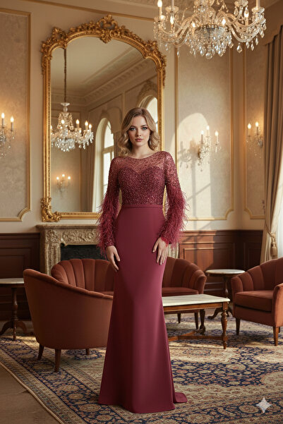 Kenzel TAŞLI KUYRUKLU BALIK MODEL ABİYE- BORDO