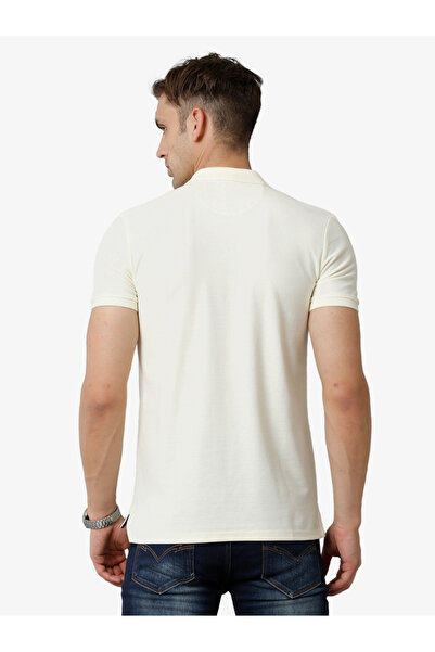 FERVORO By Styli Men Off White Plain Cotton Polo