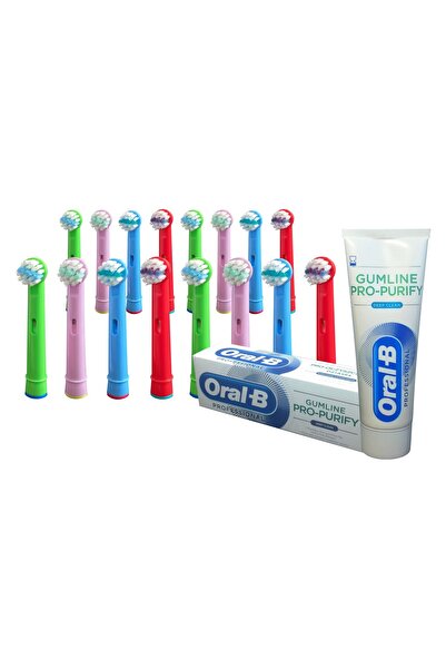 KOMA NK06 - Set 16 capete compatibile Braun Oral-B Kids + pastă de dinți
