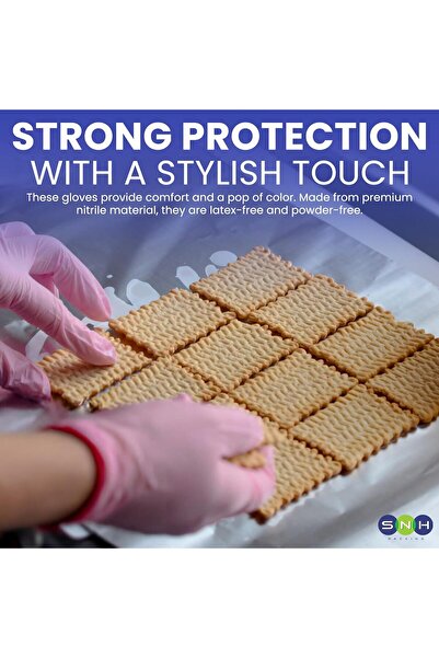 SNH Packing Nitrile Exam Gloves - Medium Pink, 100 pcs, Powder-Free, Latex-Free