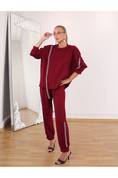 EL jadida Women's Pearl Detailed O Oversized Set