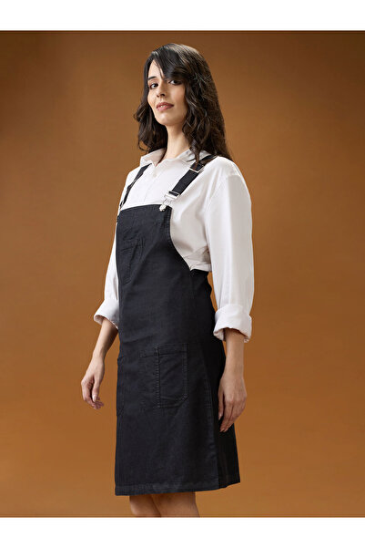 Globus By Styli Black Square Neck Strappy Mini Dungaree Dress