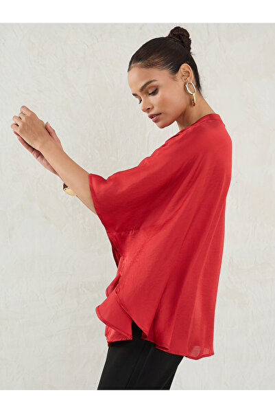 Femmella By Styli Red Satin Oversized Top