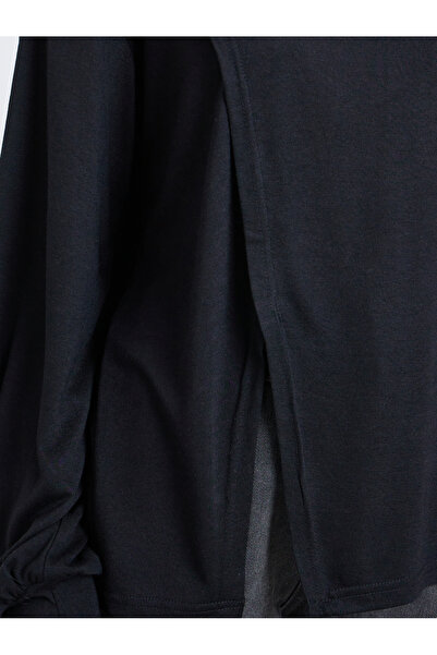 Styli Black Oversized Long Sleeve Side Slit T-Shirt