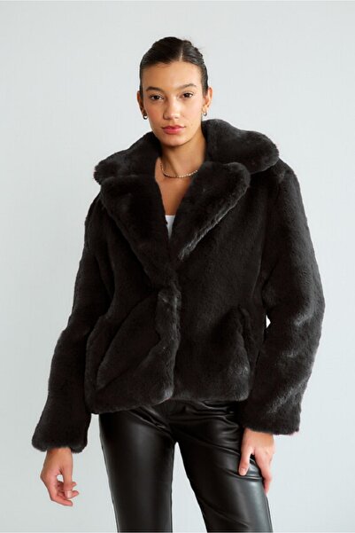 Robin Çıt Çıt Kapamalı Premium Suni Kürk Kaban