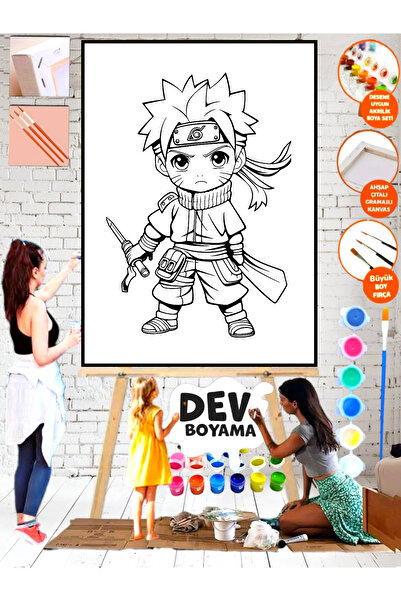 Elittablo MEGA Boyama Sayılarla Anime boyama 25x35 Kanvas Tuval akrilik Çocuk hobi, etkinlik seti