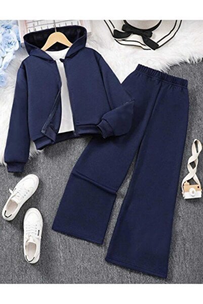 buendiakids Unisex Çocuk Lacivert 3 İplik Kapüşonlu Fermuarlı Sweatshirt-Bol ...