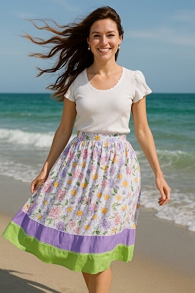 OEM Cotton skirt with floral print, size S