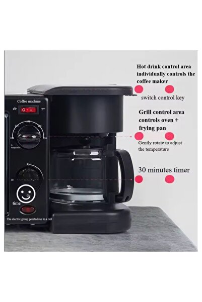 hoffmans 3 in 1 Multifunctional Breakfast Machine Morning Station - Oven, Coffee Maker and Grill