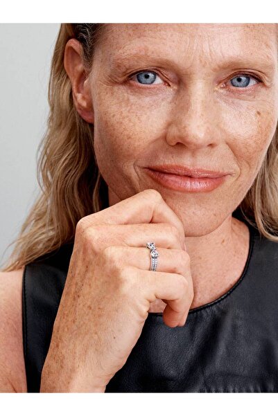 Pandora Double ring with shiny bow Zirconium in 925 Silver - 54