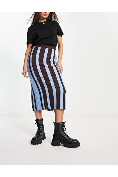 Urban Revivo Skirt, Blue/Brown