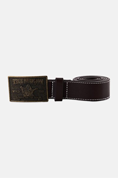 True Religion Men Solid Leather Belt, Brown