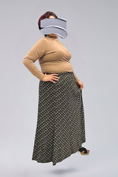 MAKSEN TEKSTİL Pieced Long Prayer Skirt, Viscose Crinkle 8 Piece Long Women's Skirt