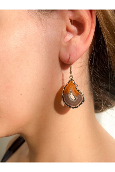 Moonlight Jewelry Gold Volcano Earrings – Brown Agate