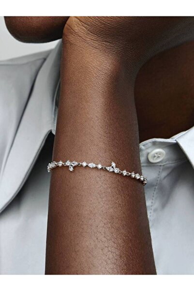 Pandora PandoBratara ra Sparkling Chain Bracelet Herbarium Cluster Cubic Zirconia 925 Silver - 18 cm
