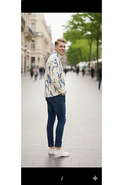 Modayıldızlar Milano White Blue S Standard Fit Non-Pilling Cold-Proof Fleece Sweatshirt 2026