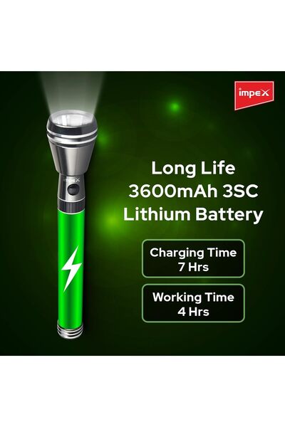 İMPEX Rechargeable LED Flashlight CB 2226 3Pcs 5W 4000mAh 4H Run Time 2000m Range Aluminium Body