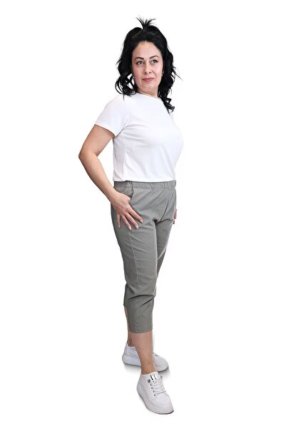 Blues Outlet Women's Elastic Waist Lycra Cotton Capri Pants-Green