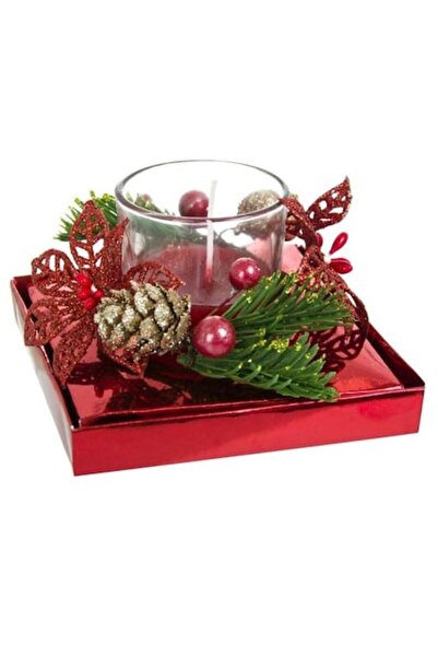 OEM Christmas Candle in Glass, red, 5.5x6.5cm