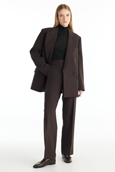 Ted Baker Normal Bel Düz Koyu Kahve Kadın Pantolon TBWRTR1001-7